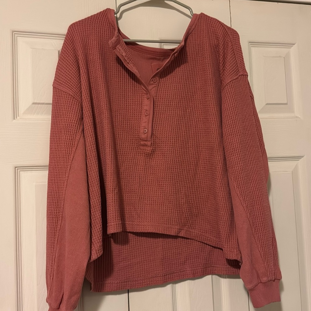 Aerie button up waffle top. Size L